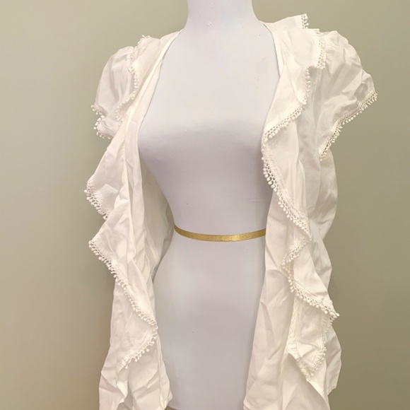 GAP White Wrap Front Ruffle Collar Blouse - Picture 3 of 4
